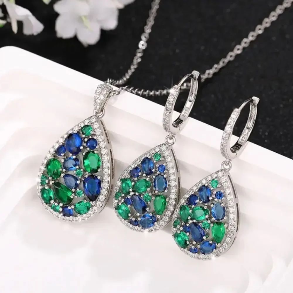GreenβBlue Diamond PendantβNecklace